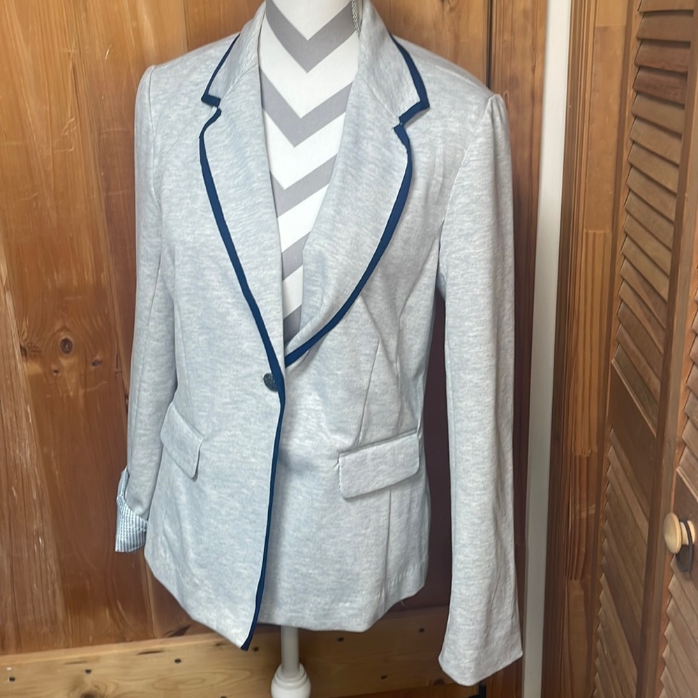Company blazer, gray with blue trim, medium - Picture 1 of 4
